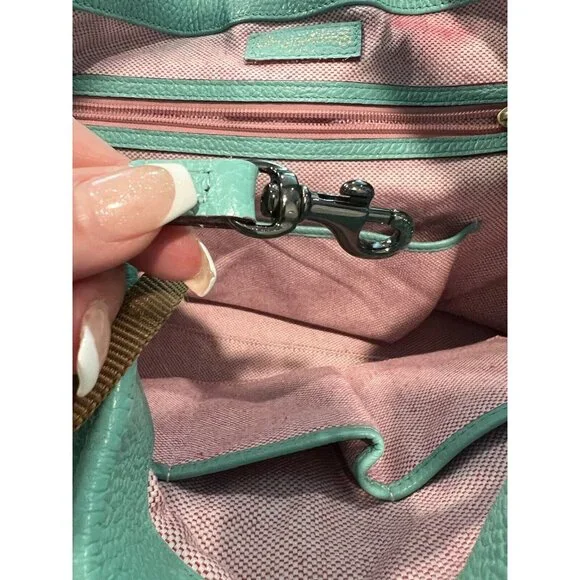 Dooney & Bourke Pebble Grain Logo Lock Sac Handbag Spearmint Tiffany Wallet Key - Picture 14 of 16